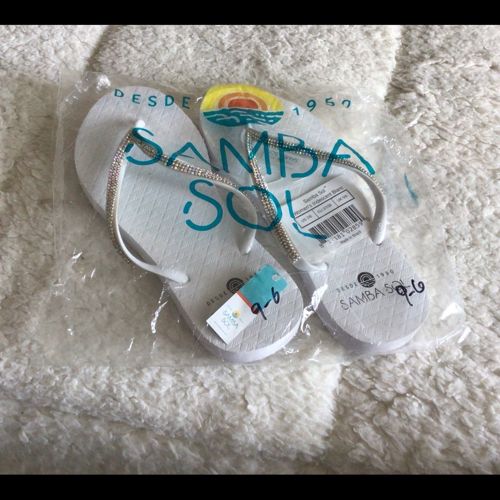 Samba Sol Women’s Iridescent Blanc Flip Flops Sandals - NWT